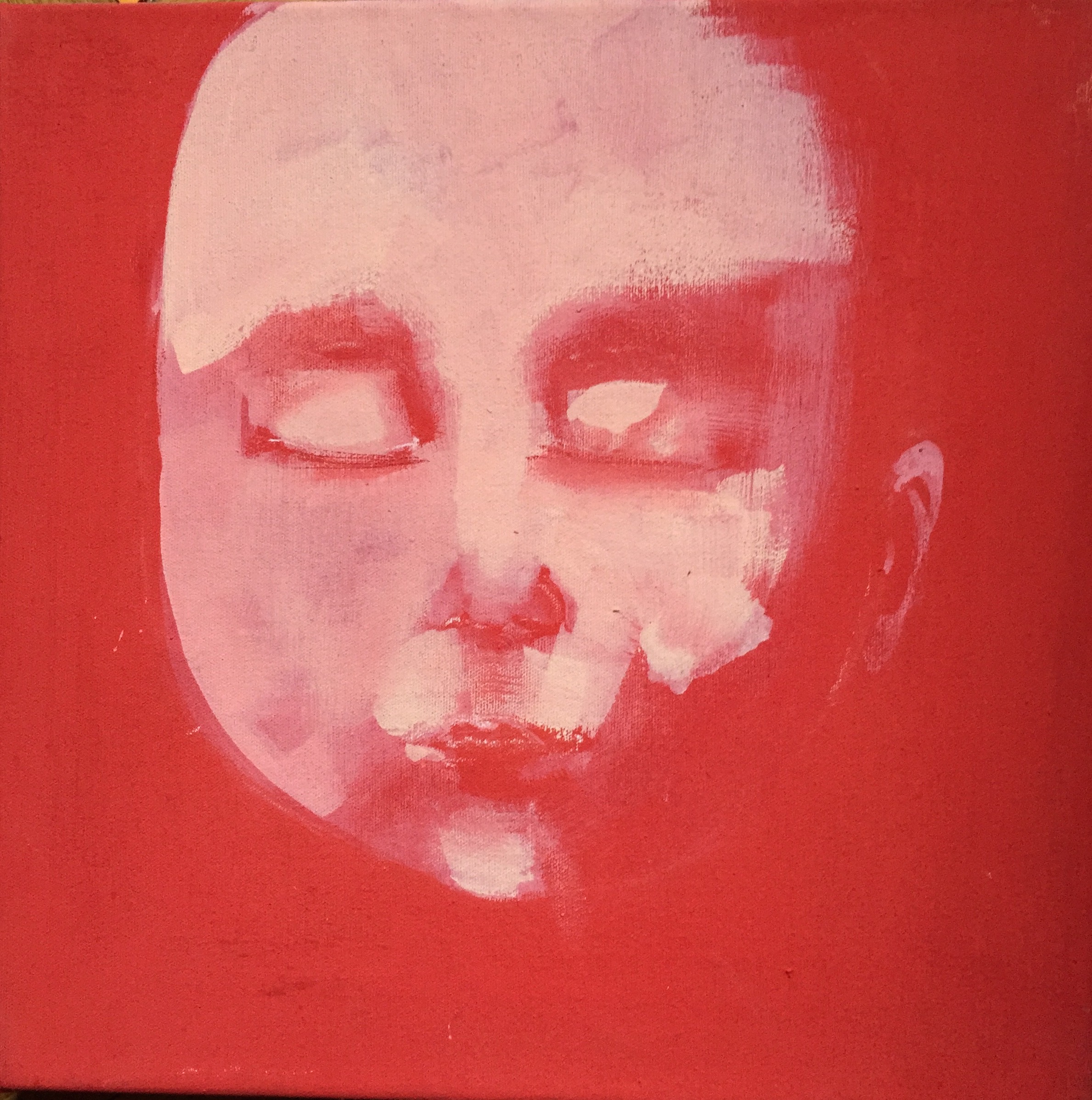 gesicht rot, 30x30cm , oel auf leinwand, 2004